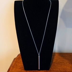 Silver Bar Pendant Necklace - Women